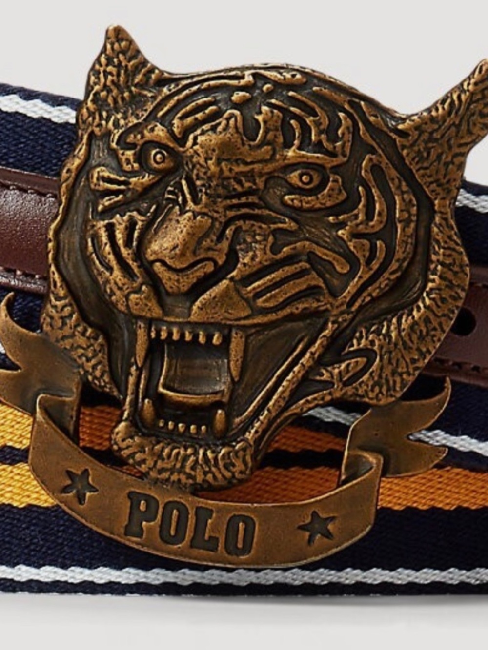 Men’s Polo Ralph Lauren Striped Tiger Buckle Belt